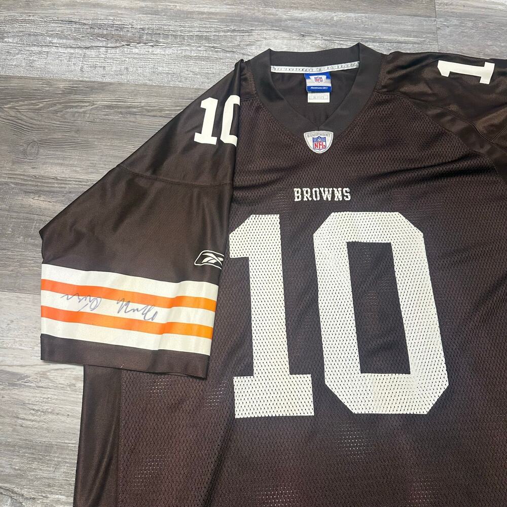 Reebok NFL Cleveland Browns Brady Quinn #10 Mens 2XL Signed Mesh Football Jersey
